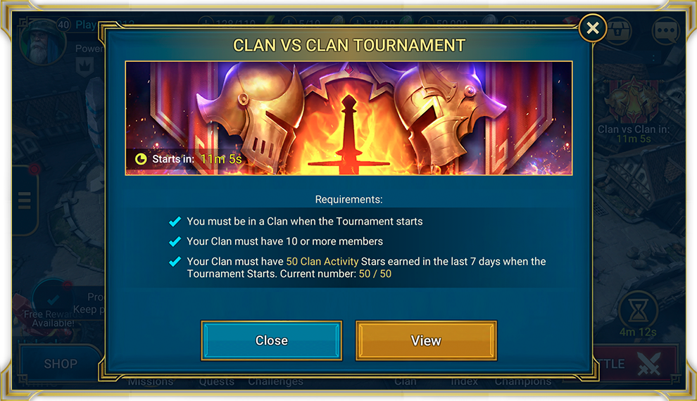 Clan vs Clan Tournament RAID Shadow Legends