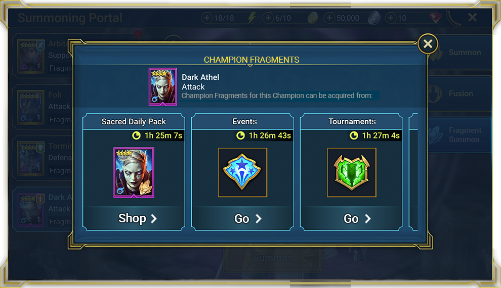 This is the solution for incomplete fragments champions